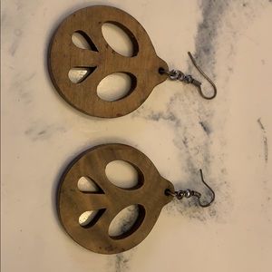 Fun peace wooden earrings